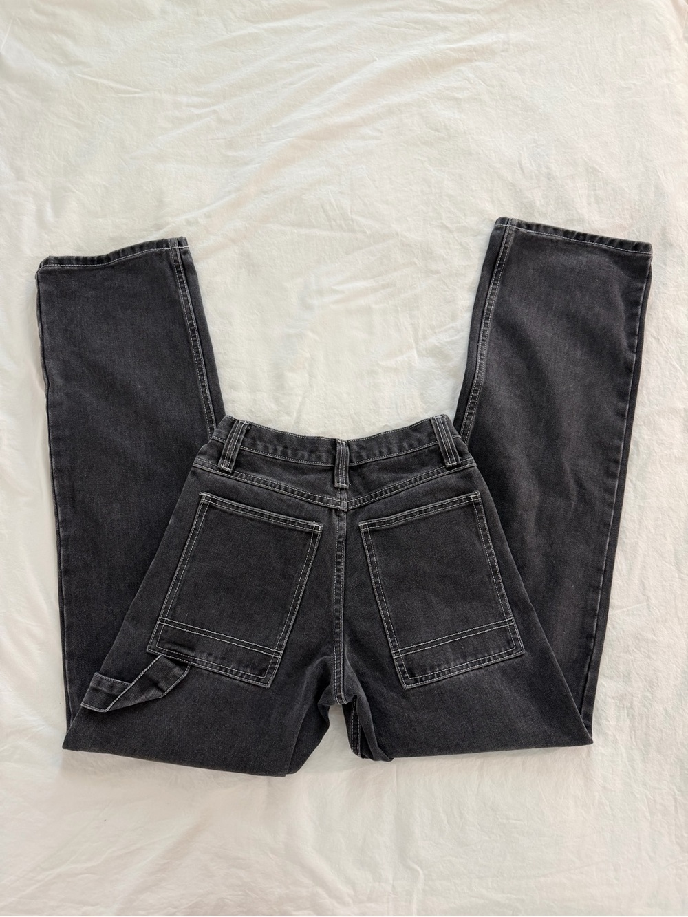 Brandy Melville Washed Black Straight-Leg Carpenter Jeans